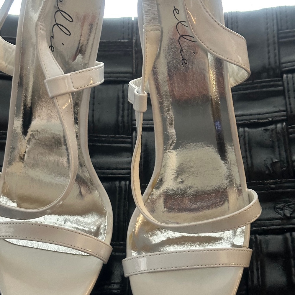 Never worn Ellie 5” Heel Strappy Sandal White